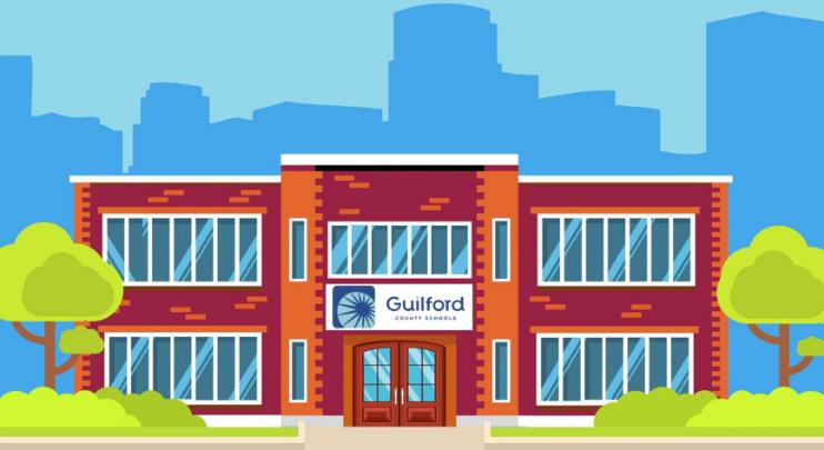 Artist rendering picture of a two story red brick school building